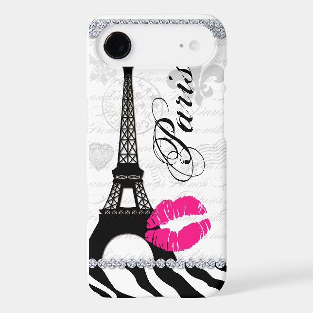 Paris Eiffel Tower Pink Lips Cell Phone Cover (Back)