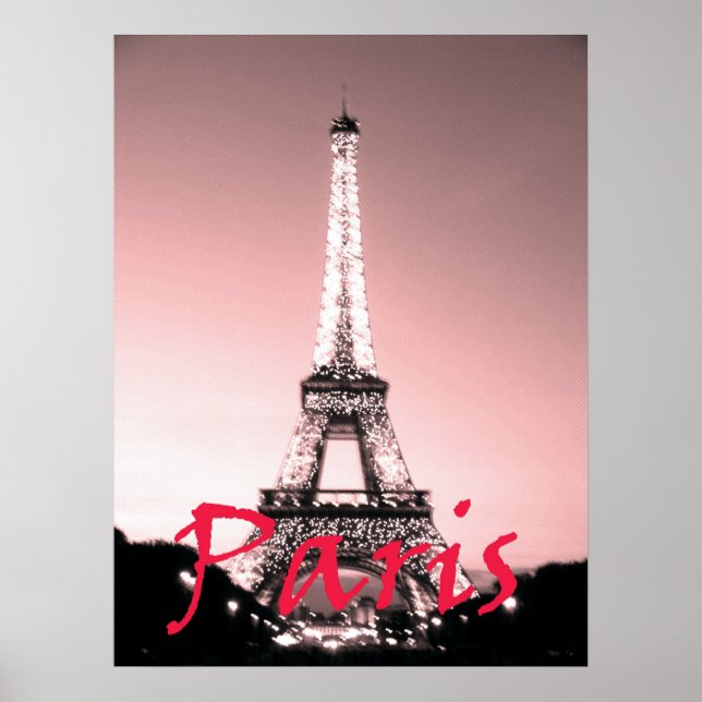 Paris Eiffel Tower Pink Poster (Front)