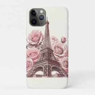 Paris Eiffel Tower & Pink Roses iPhone 11 Pro Case