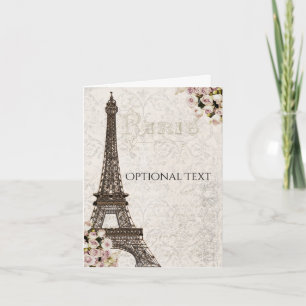 Paris Eiffel Tower Pink Roses Chic Thank You Card