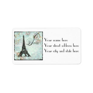 Paris Eiffel Tower & Pink Roses Label