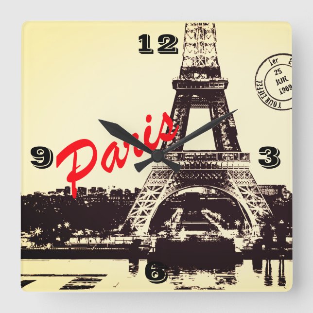 Paris Eiffel tower  Poster Square Wall Clock (Front)