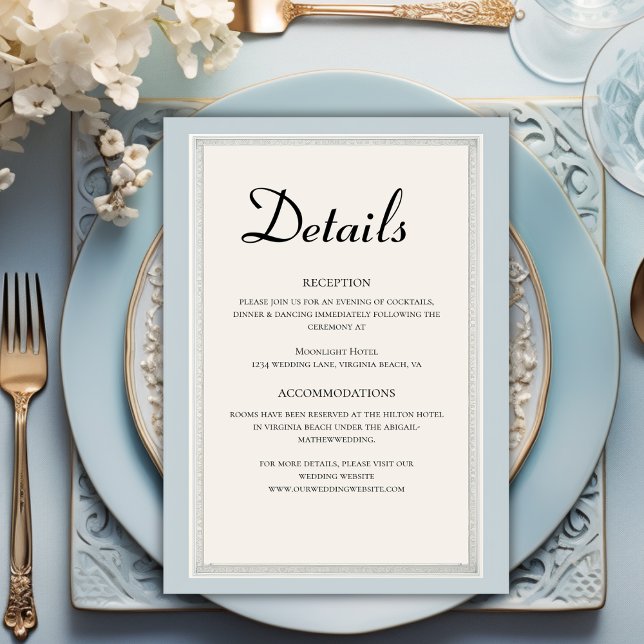 Paris Eiffel Tower Powder Blue Wedding Details Enclosure Card (Creator Uploaded)