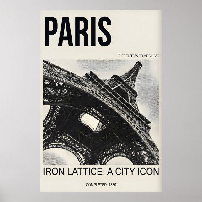 Paris Eiffel Tower Print - Vintage Style (Front)