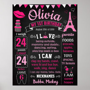 Paris Eiffel Tower Puddle Birthday board Poster