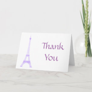 Paris Eiffel Tower Purple Thank You Card