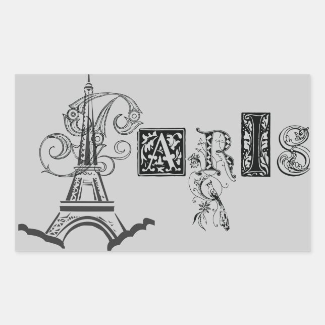 Paris Eiffel Tower Rectangular Sticker (Front)