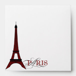 Paris Eiffel Tower Red Black Paris Envelope