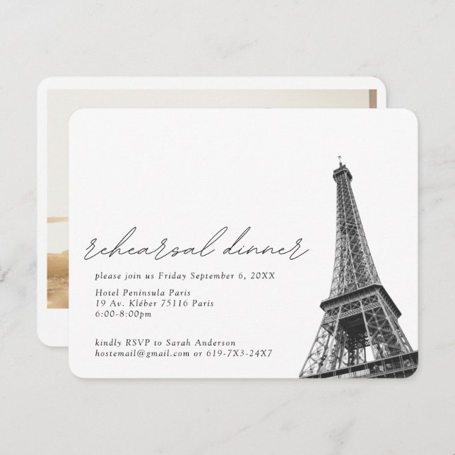 Paris Eiffel Tower Rehearsal Dinner Enclosure Card (Front/Back)