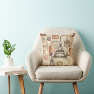 Paris Eiffel Tower Retro Vintage Cushion