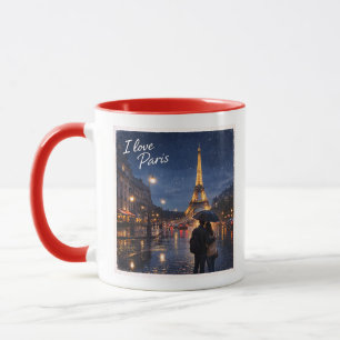 Paris Eiffel Tower Romantic Rainy Night Art Mug