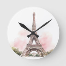 Paris Eiffel Tower Round Clock