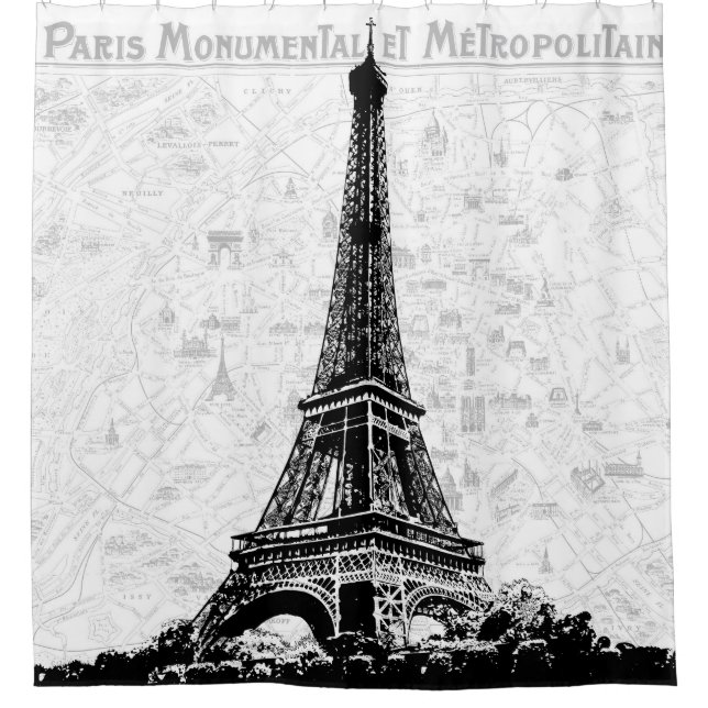 Paris Eiffel Tower Shower Curtain (Front)