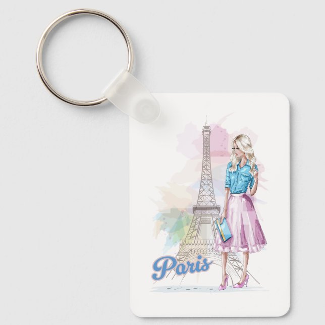 Paris Eiffel Tower sightseeing Key Ring (Front)