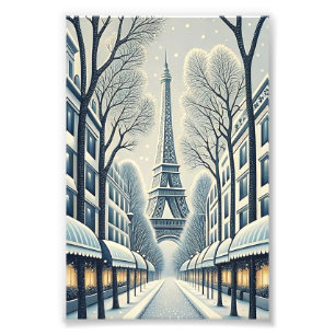 Paris Eiffel Tower Snowy Christmas Card Photo Print