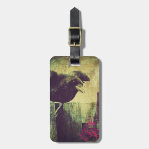 Paris Eiffel tower spooky halloween raven Crow Luggage Tag