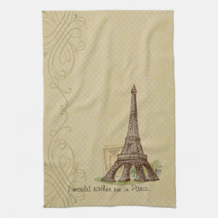 Paris Eiffel Tower Tan Diamond Tea Kitchen Towel