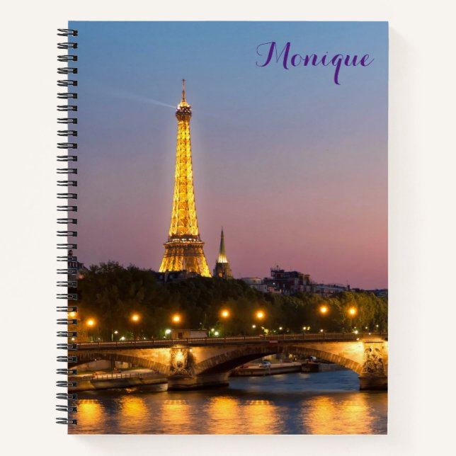 Paris Eiffel Tower Themed Spiral Notebook French (Front)