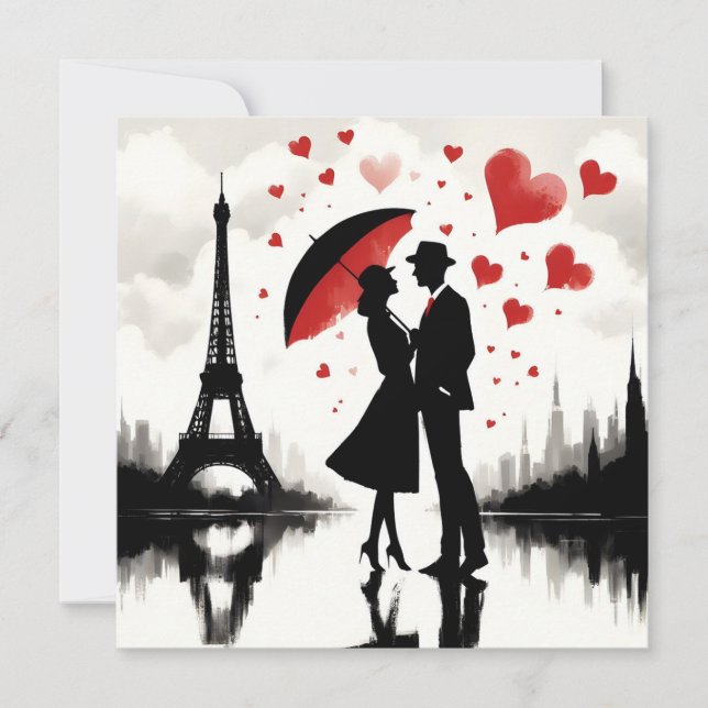 Paris Eiffel Tower Valentines  Holiday Card (Front)