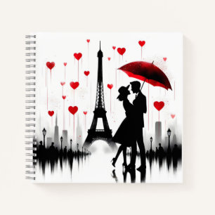 Paris Eiffel Tower Valentines Notebook