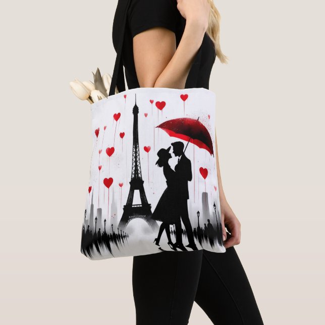 Paris Eiffel Tower Valentines  Tote Bag (Close Up)