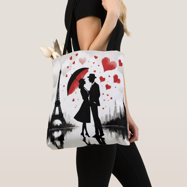 Paris Eiffel Tower Valentines  Tote Bag (Close Up)