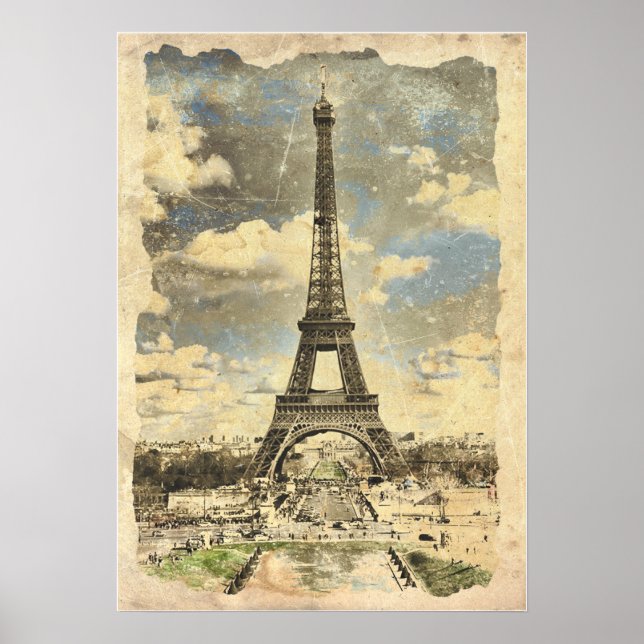 Paris - Eiffel Tower - Vintage Inspired Art Poster (Front)