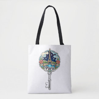 Paris Eiffel Tower Vintage Key Souvenir Tote Bag