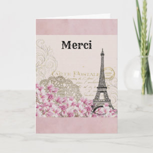 Paris Eiffel Tower Vintage Thank You Card