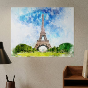 Paris Eiffel Tower Watercolor #01  Poster