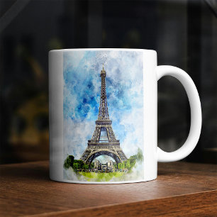 Paris Eiffel Tower Watercolor #02  Coffee Mug