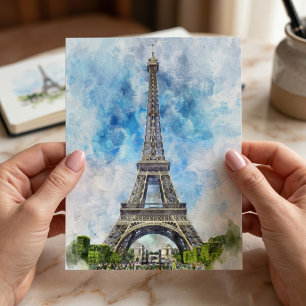 Paris Eiffel Tower Watercolor #02  Postcard