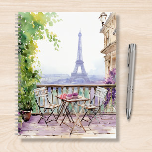 Paris Eiffel Tower Watercolor Cafe Notebook