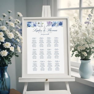 Paris Eiffel Tower Watercolor Floral White Wedding Poster