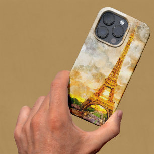 Paris Eiffel Tower Watercolor – Sunset #01  iPhone 13 Pro Max Case
