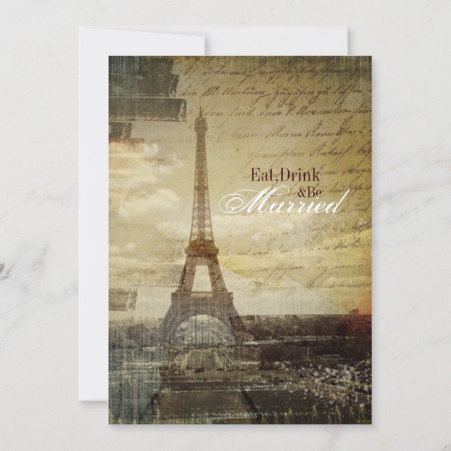 Paris Eiffel Tower Wedding Rehearsal Dinner Invitation (Back)