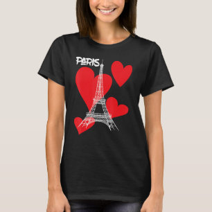 Paris Eiffel Tower with Hearts Souvenir France Fre T-Shirt