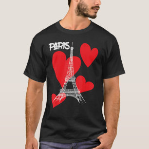 Paris Eiffel Tower with Hearts Souvenir France Fre T-Shirt