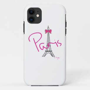 Paris Eiffel Tower with pink bow iPhone 11 Case