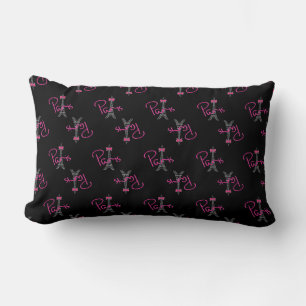 Paris, Eiffel Tower with pink Bow Lumbar Cushion