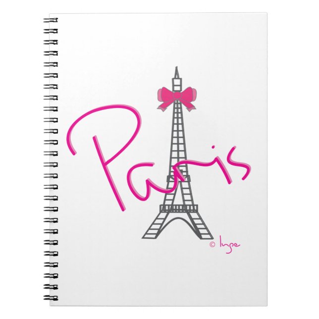 Paris Eiffel Tower with pink bow Notebook (Front)