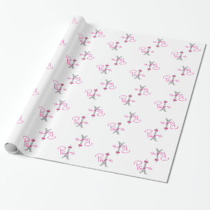 PARIS Eiffel Tower with pink bow Wrapping Paper