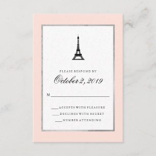 Paris Elegance Blush Pink Silver and Black RSVP Card