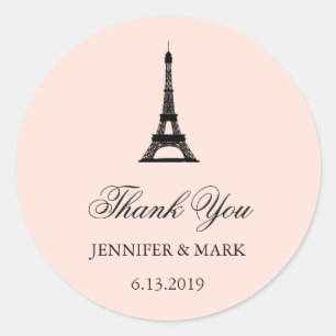 Paris Elegance Blush Pink Wedding Thank You Classic Round Sticker