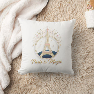 Paris - Elegant Eiffel Tower & Celestial Gold Cushion