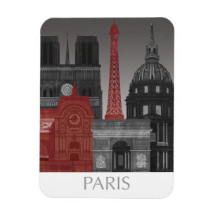 Paris Elevations by Night - Red Magnet