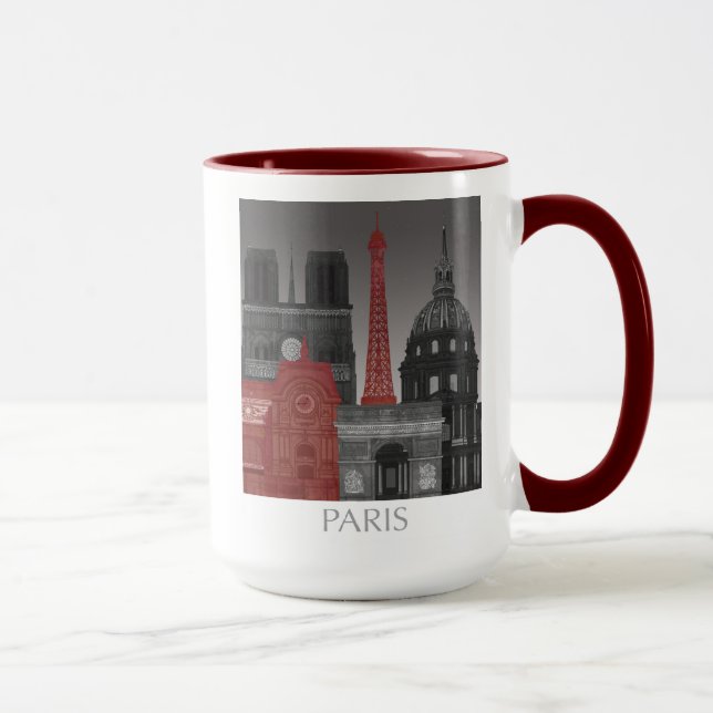 Paris Elevations by Night - Red Mug (Right)
