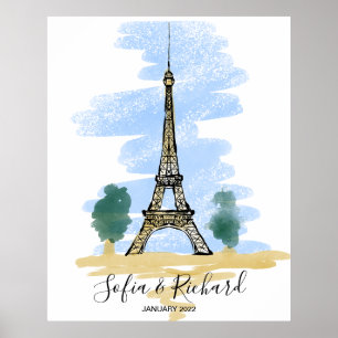 Paris Engagement proposal, anniversary couple gift Poster