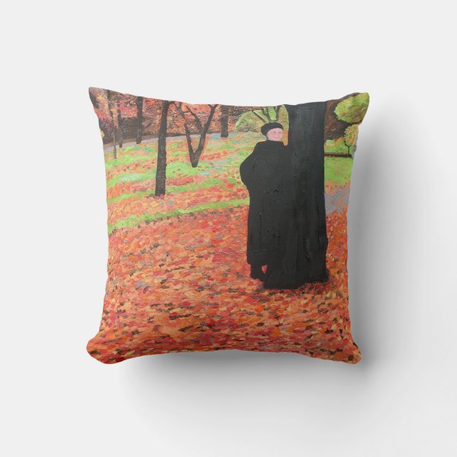 Paris Falling Leaves Throw Pillow (Front)