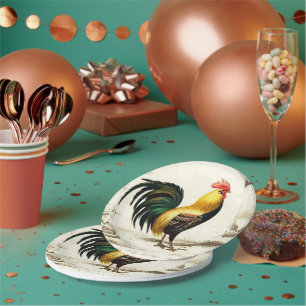 Paris farm rooster any purpose party plate